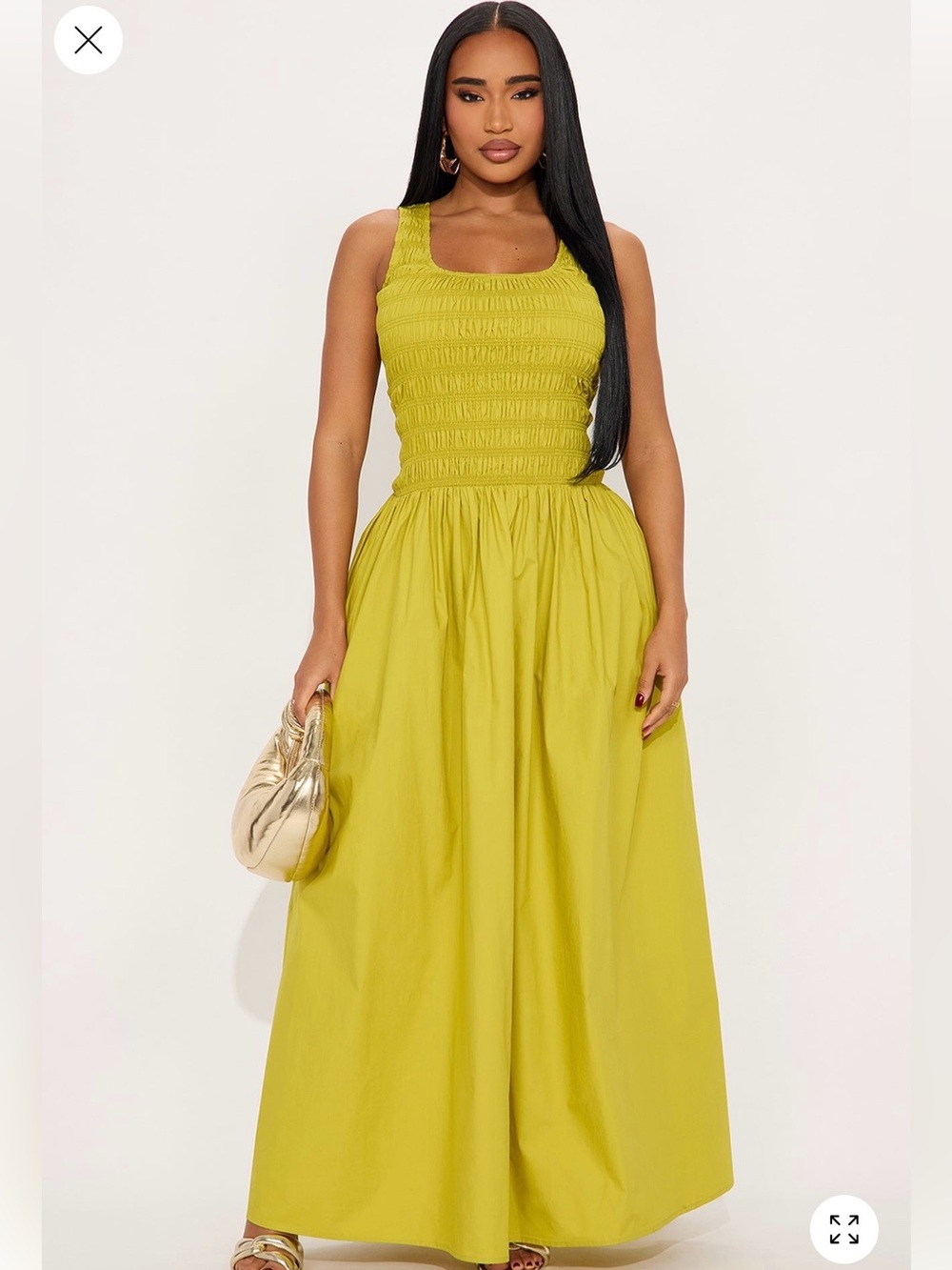 Hallie Poplin Maxi Dress - Chartreuse